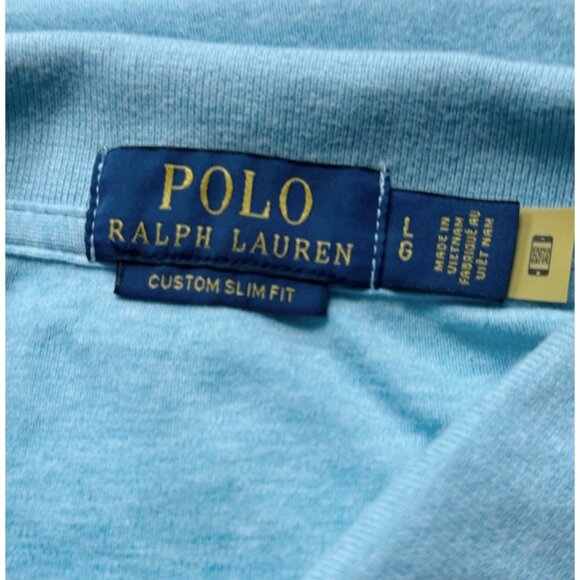 Polo Ralph Lauren Custom Slim Fit MSRP $80 Short Sleeve Blue Shirt Large Golf - Picture 4 of 9
